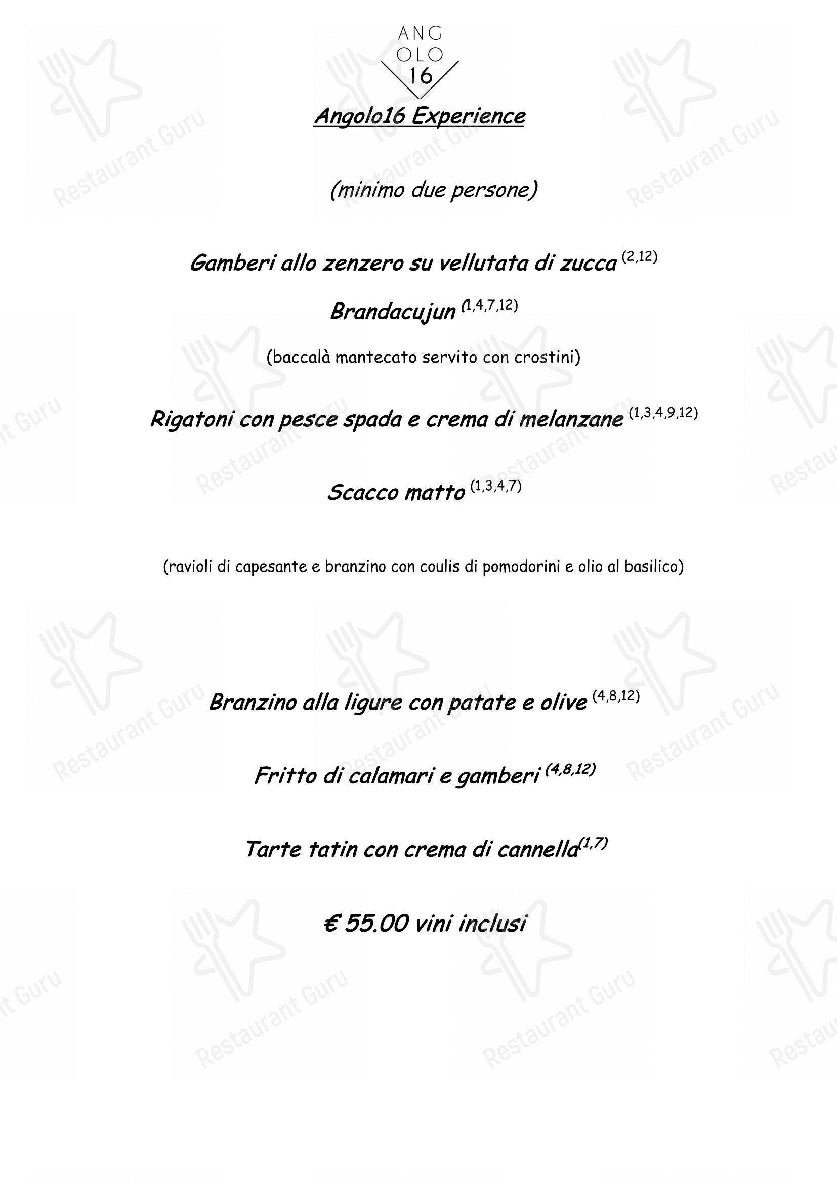Коктейльная карта per Angolo16 ristorante
