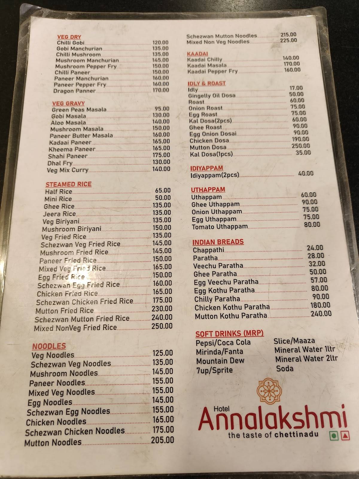 Annalakshmi menu