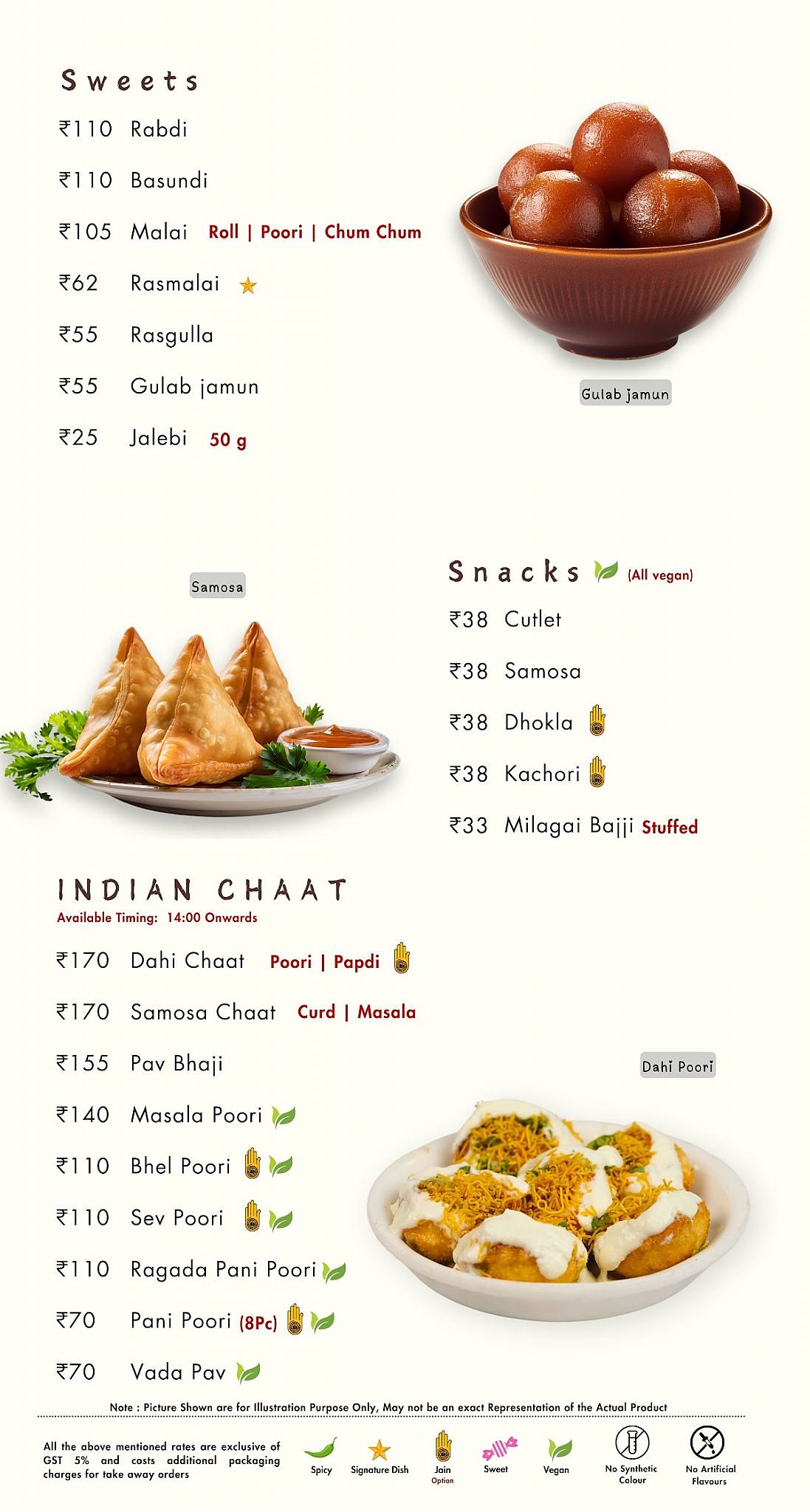 Annapoorna Mithai menu