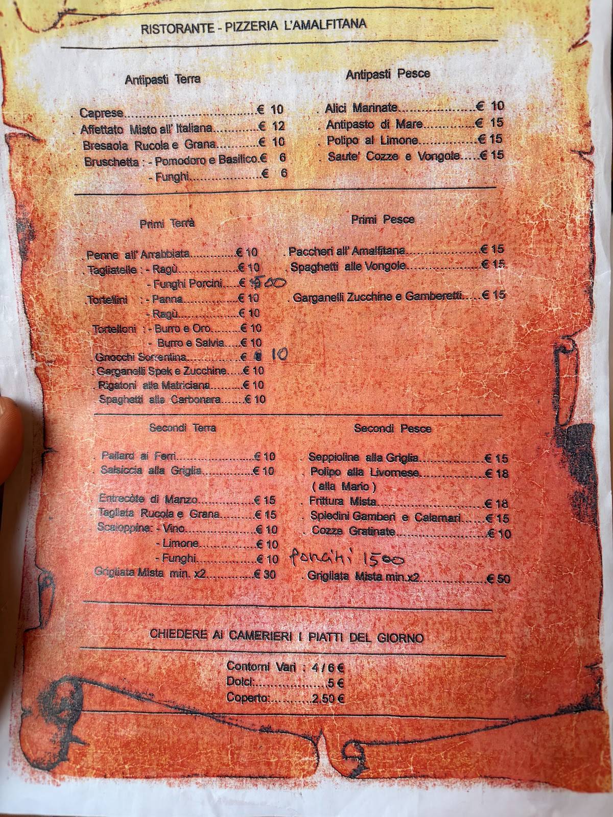 Menu di Trattoria Antica Ricetta 