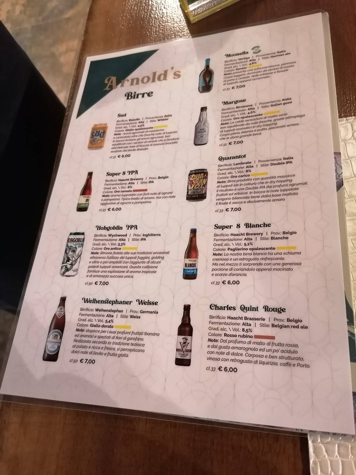 Menu di Arnold's Manfredonia 