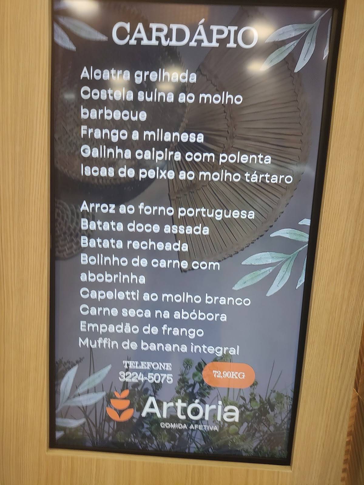 Artória Comida Afetiva cardápio