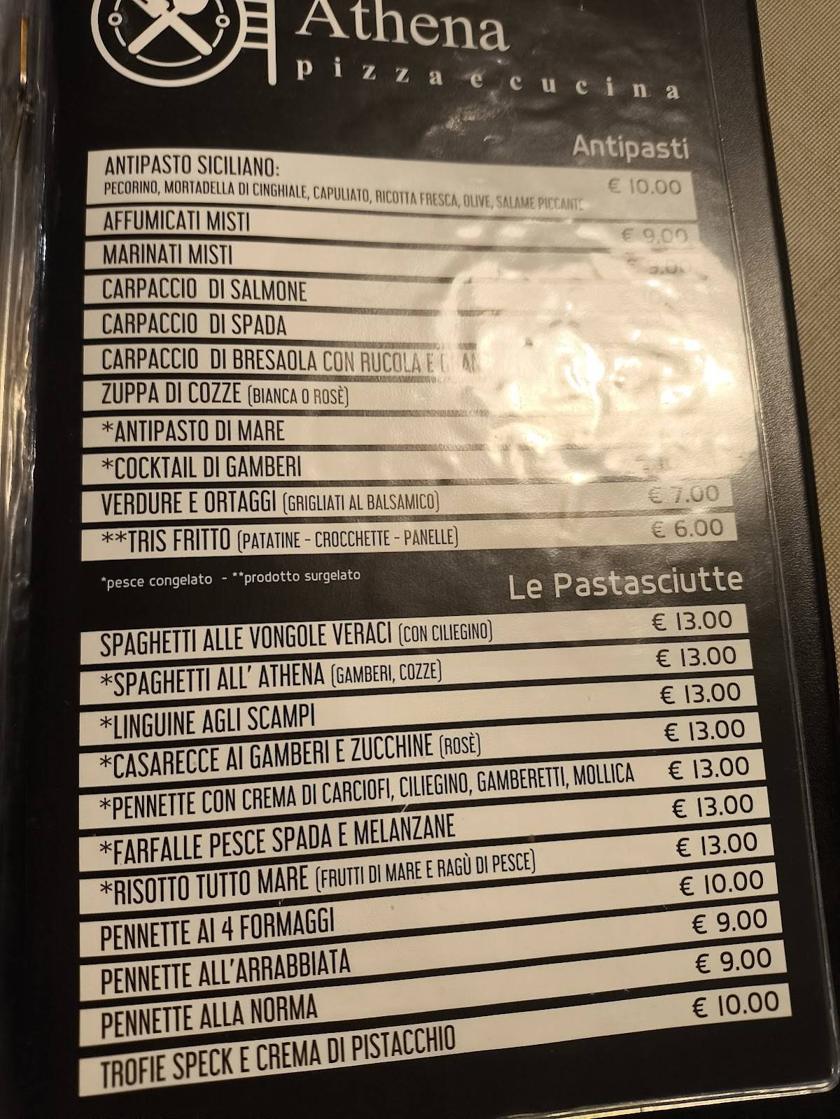 Menu di Athena pizza e cucina 