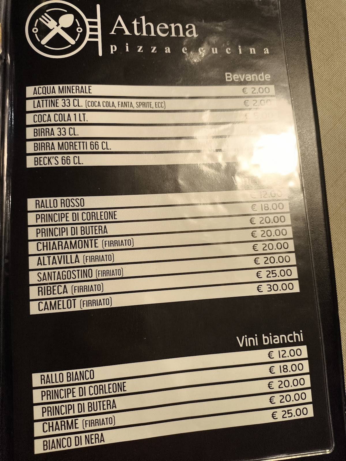 Menu di Athena pizza e cucina 