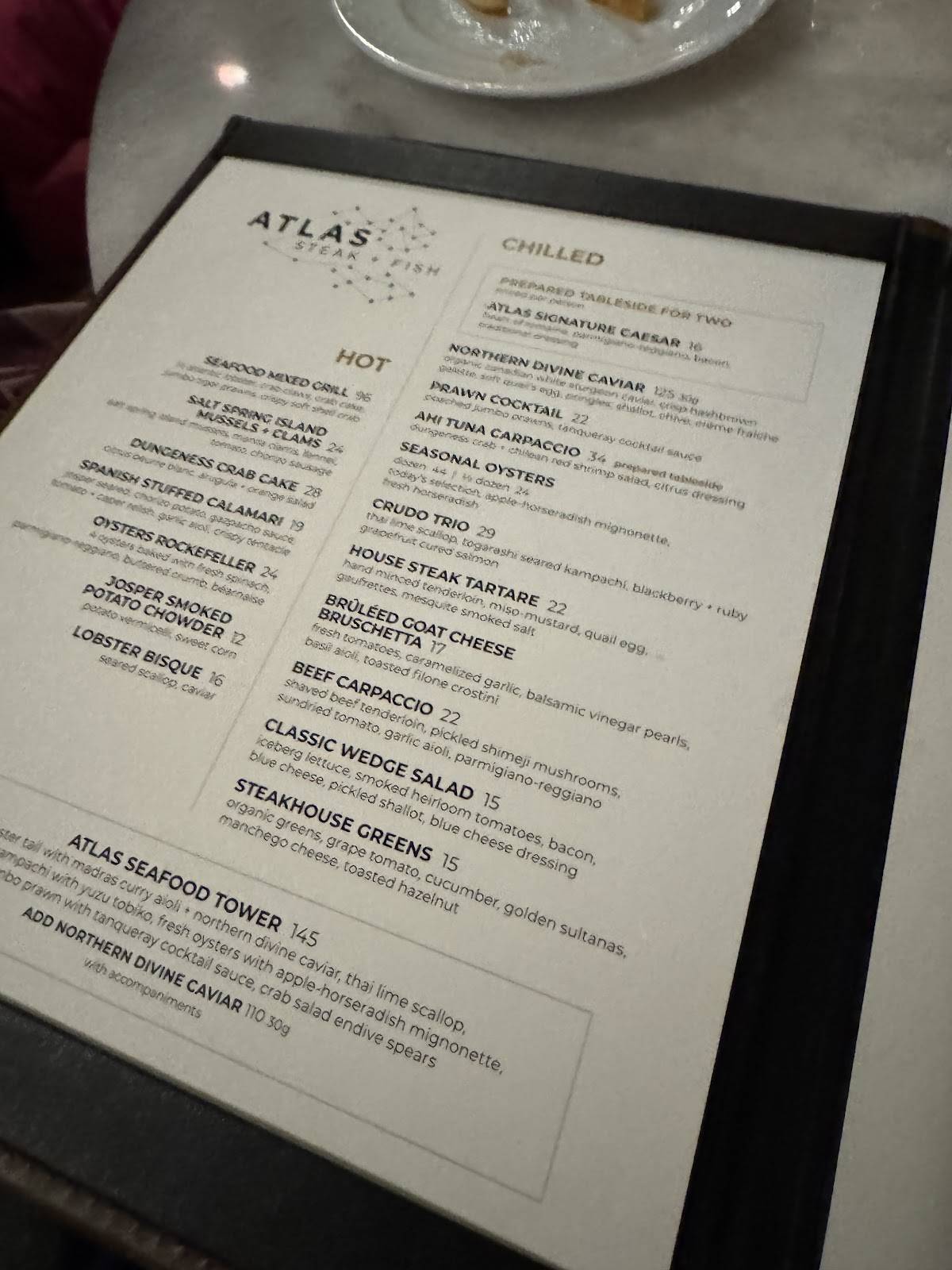 Menu de Atlas Steak + Fish