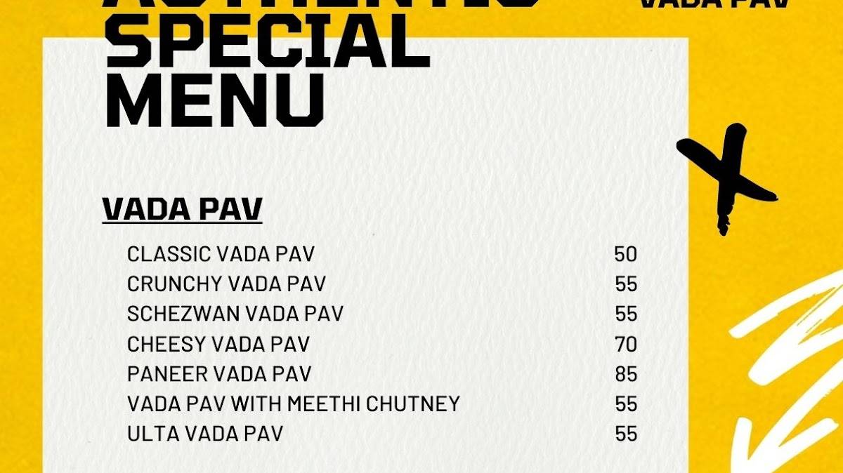 Authentic Vada pav menu