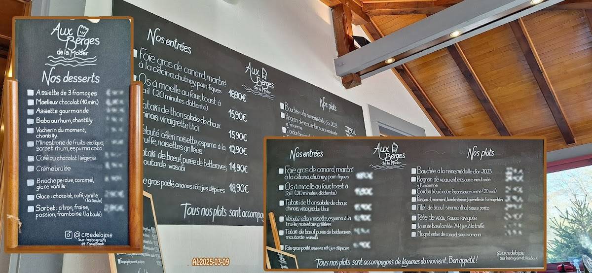 Menu de Aux Berges de la Moder Schweighouse-sur-Moder Traiteur Mariage & Événements