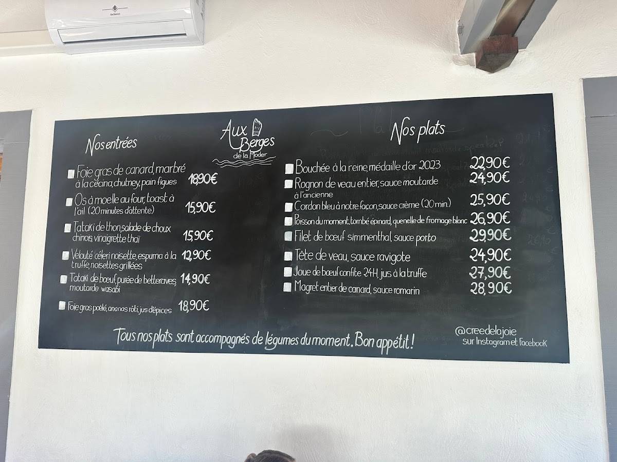 Menu de Aux Berges de la Moder Schweighouse-sur-Moder Traiteur Mariage & Événements