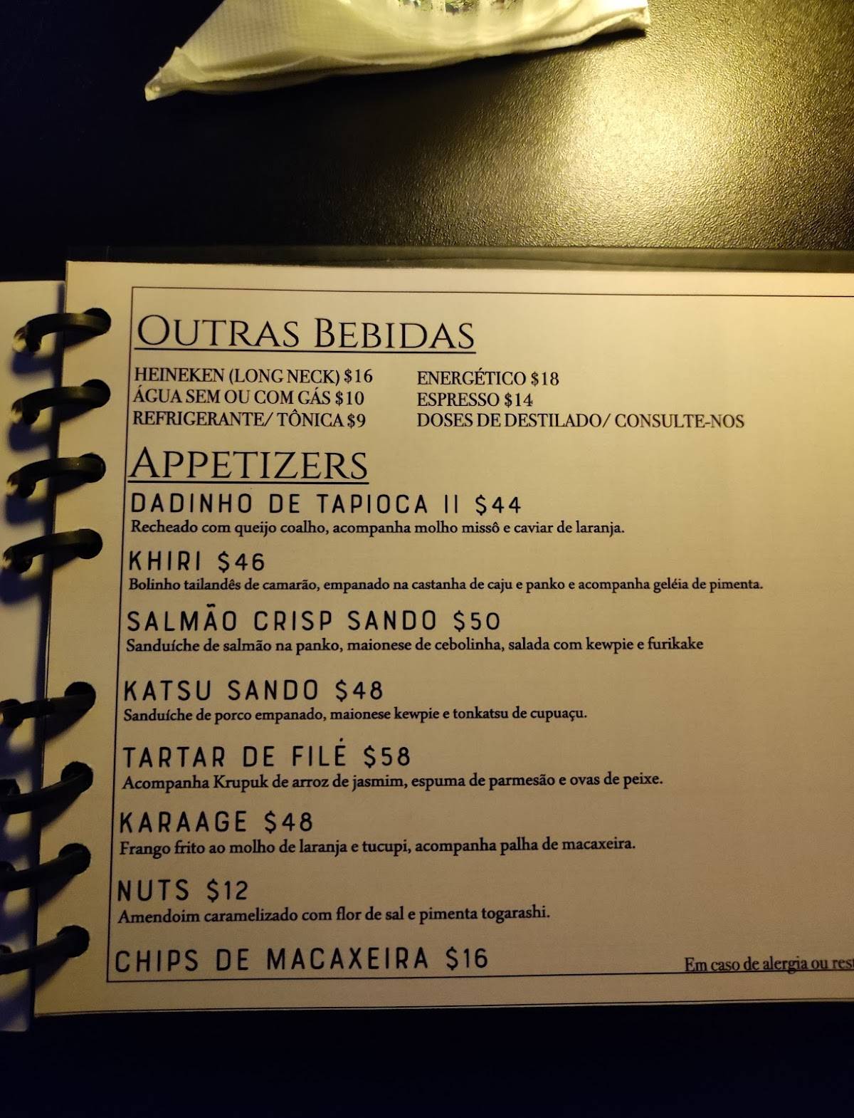 Azo Drinks cardápio
