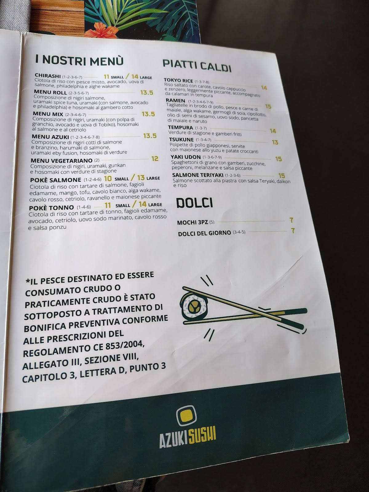 Menu di Azuki Sushi Riccione 