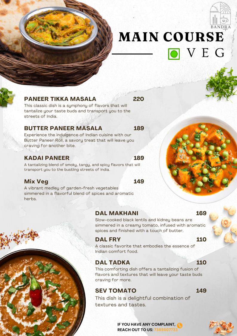 BANDRA CAFE menu