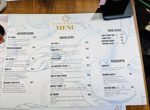 Menu di BARAKOKULA Plant-based 