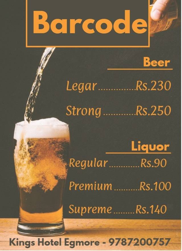 BARCODE #Bar #Liquor #Beer #Softdrinks #Food menu