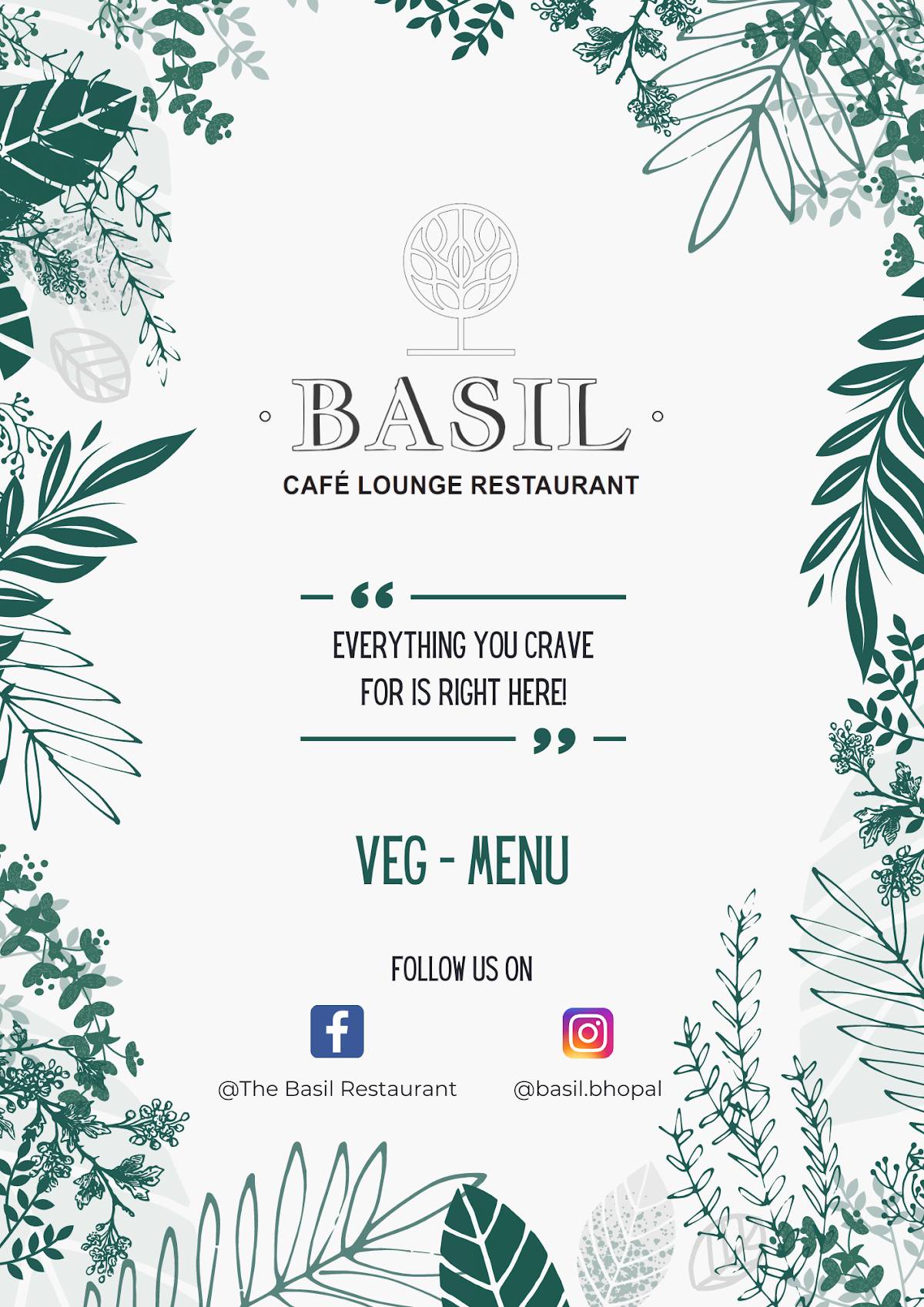BASIL RESTAURANT menu
