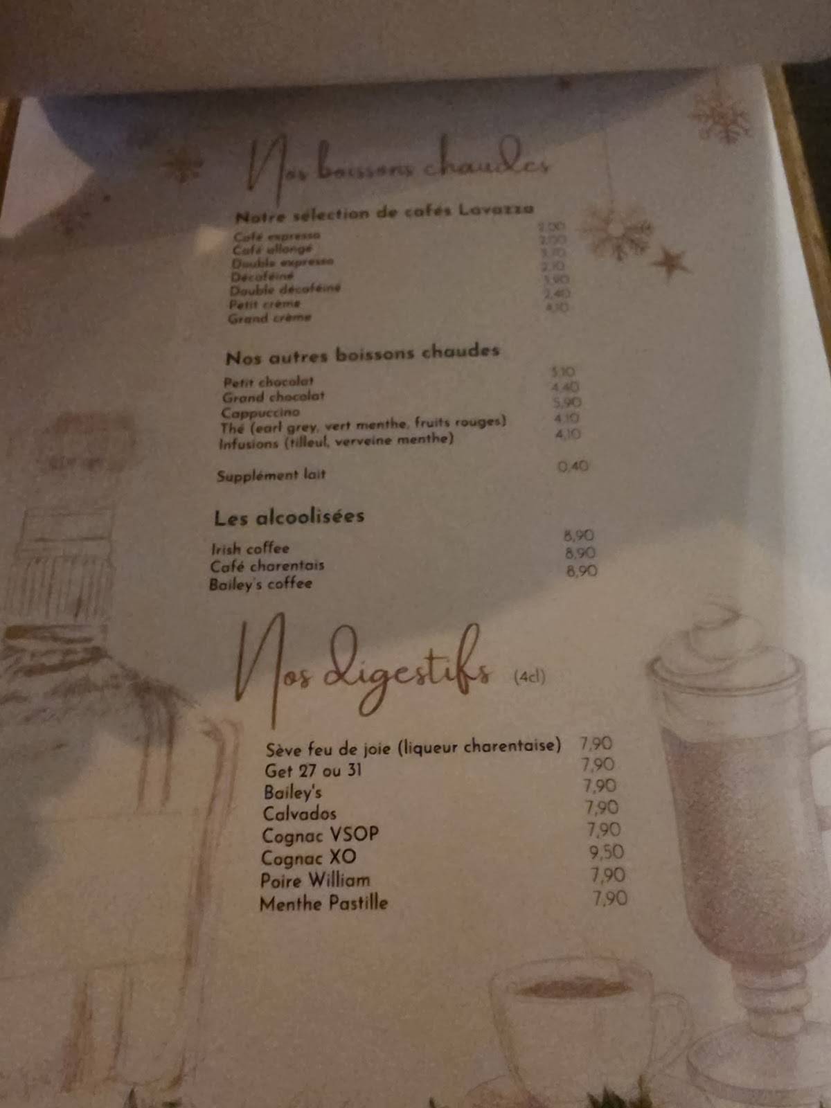 Menu de Restaurant l’Atelier