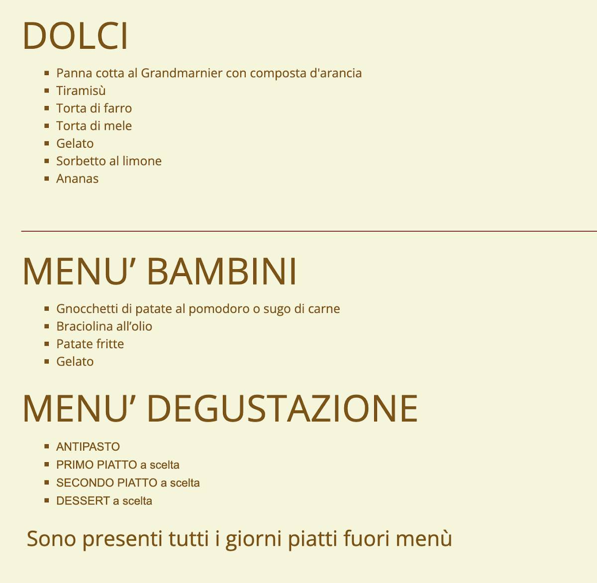 Menu di Ristorante Il Fienile 