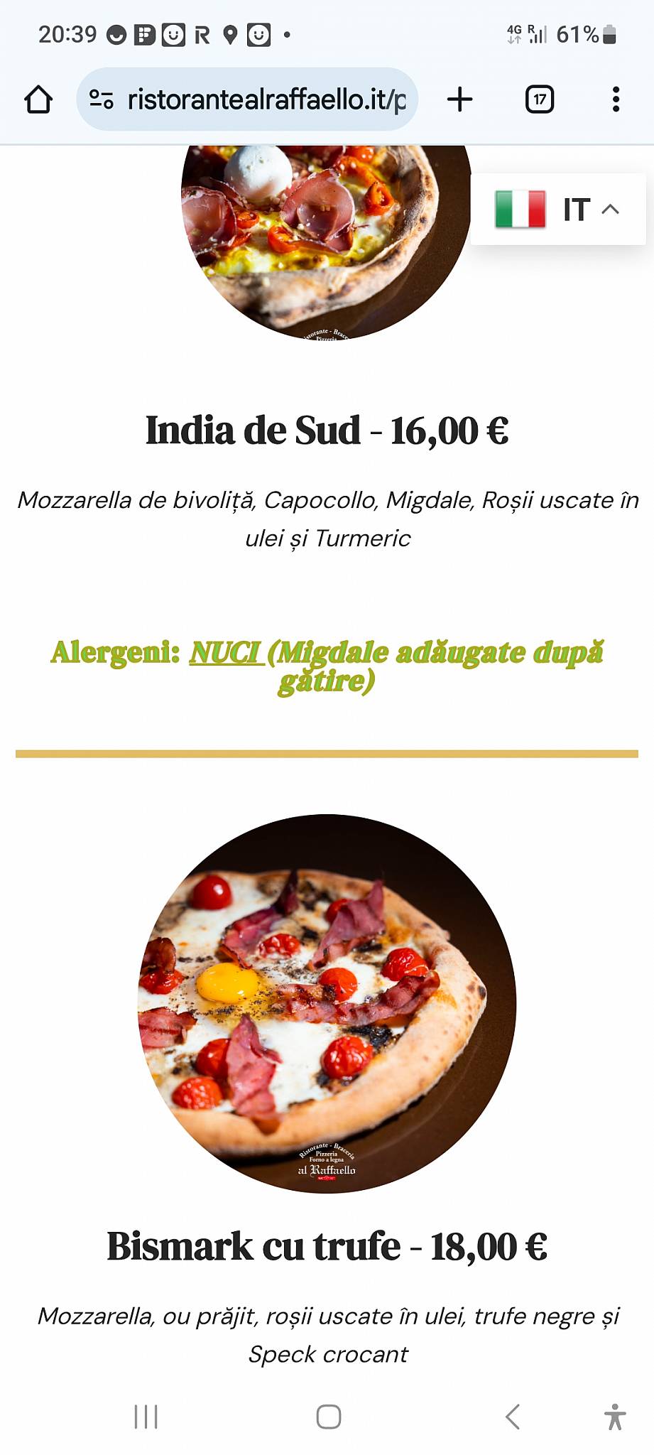 Menu di Ristorante Pizzeria Al Raffaello anche GlutenFree 
