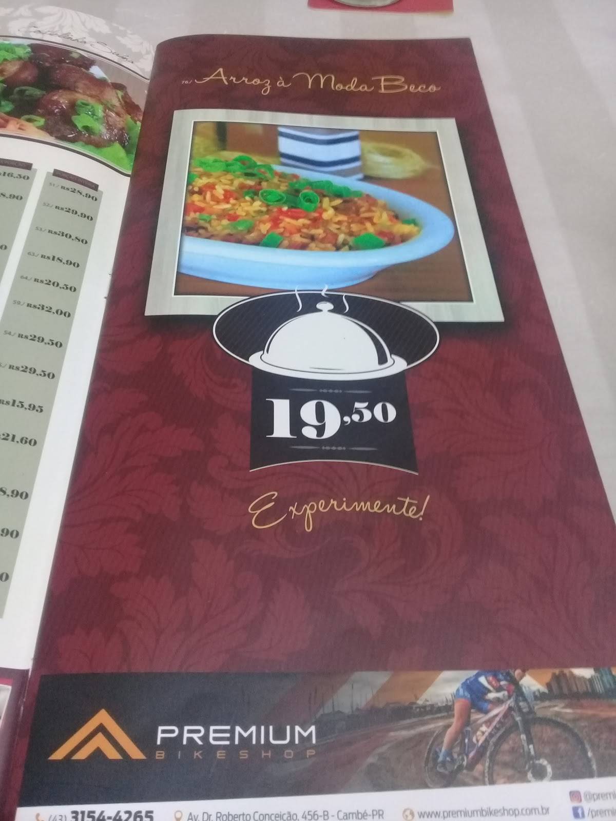 BECO Gastronomia cardápio