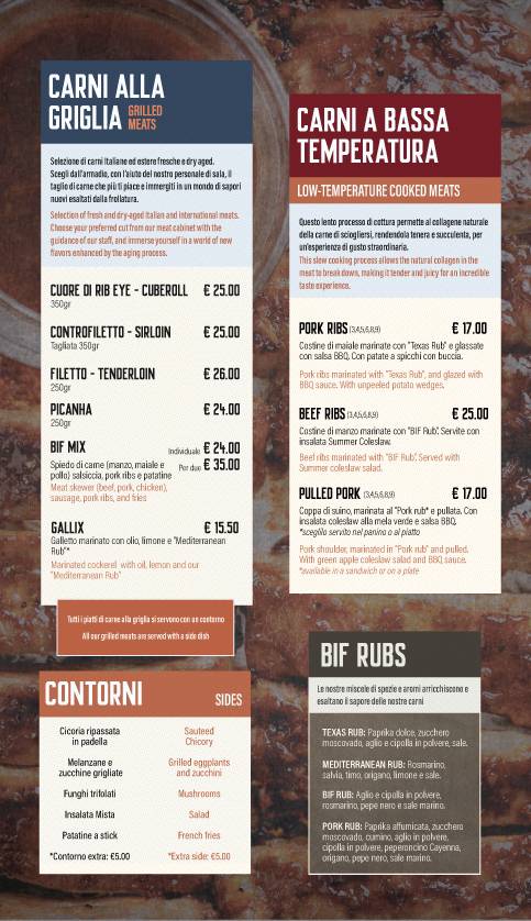 Menu di BIF - Steak house & hamburgheria 