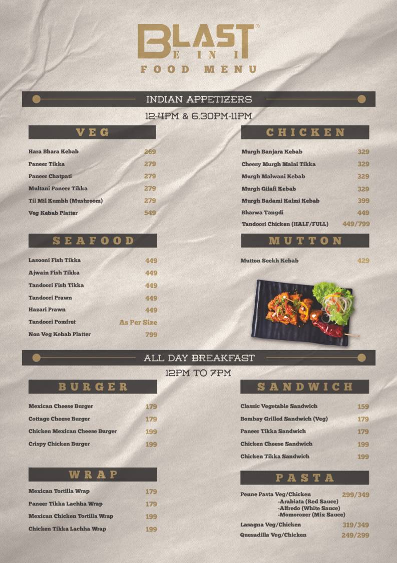 BLAST (CAFE - RESTAURANT - CATERING) menu