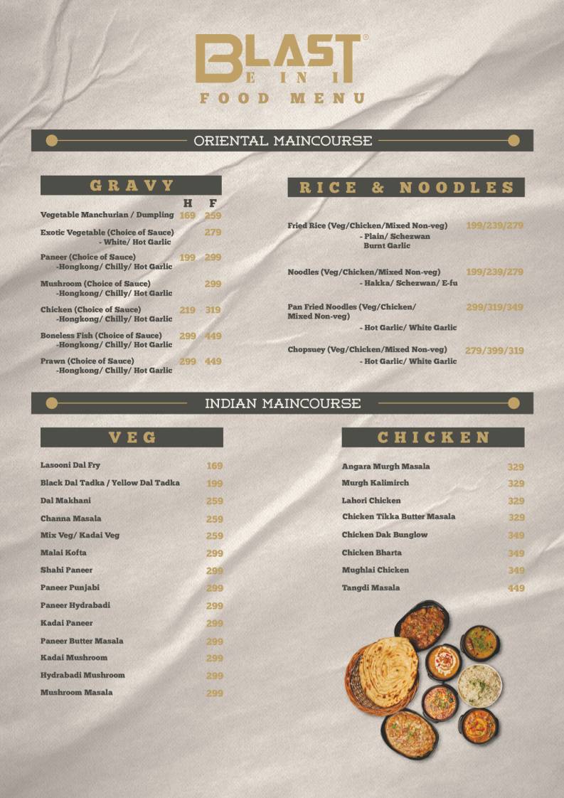 BLAST (CAFE - RESTAURANT - CATERING) menu