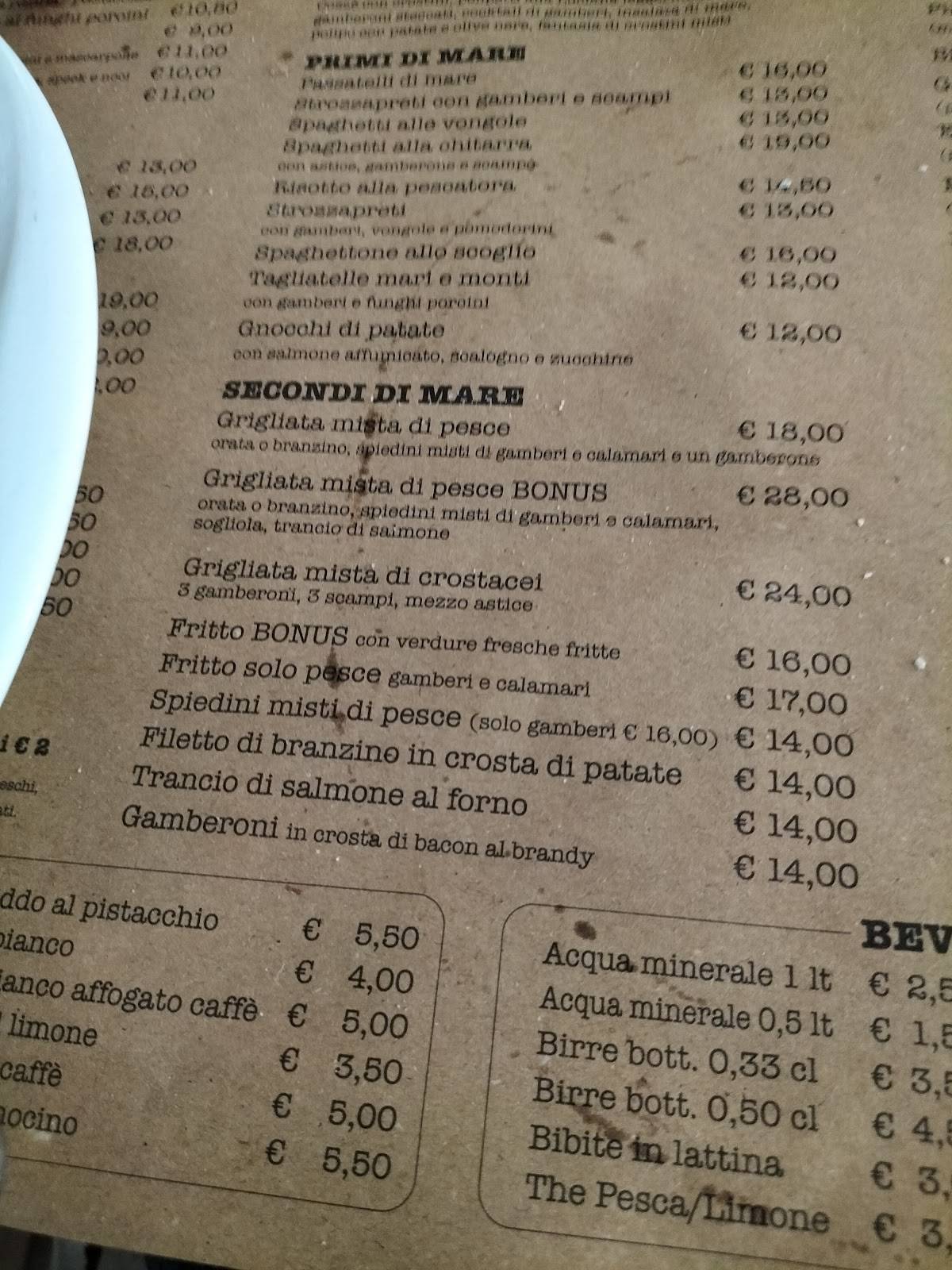 Menu di BONUS RISTORANTE PIZZERIA SPECIALITÀ PESCE 