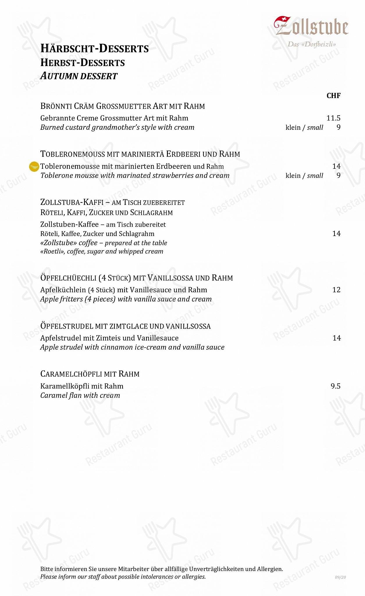 Wine Menu per Zollstube in Bad Ragaz