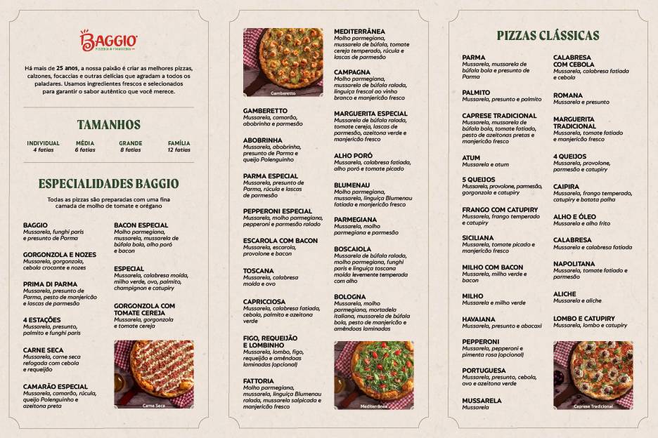 Pizzaria Baggio cardápio