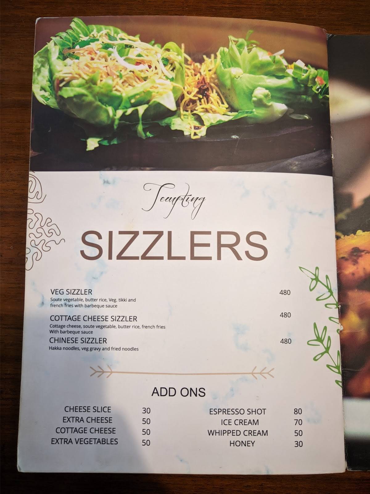 Bakers Bite Cafe menu