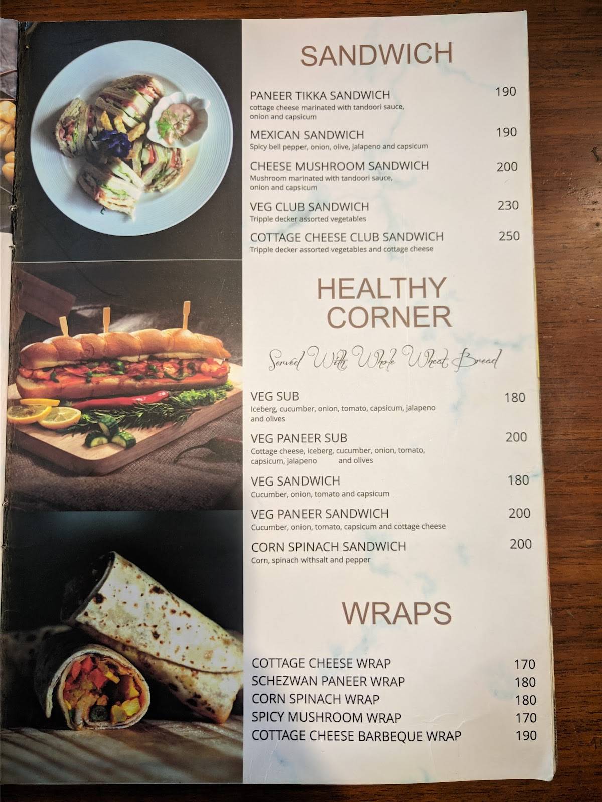 Bakers Bite Cafe menu