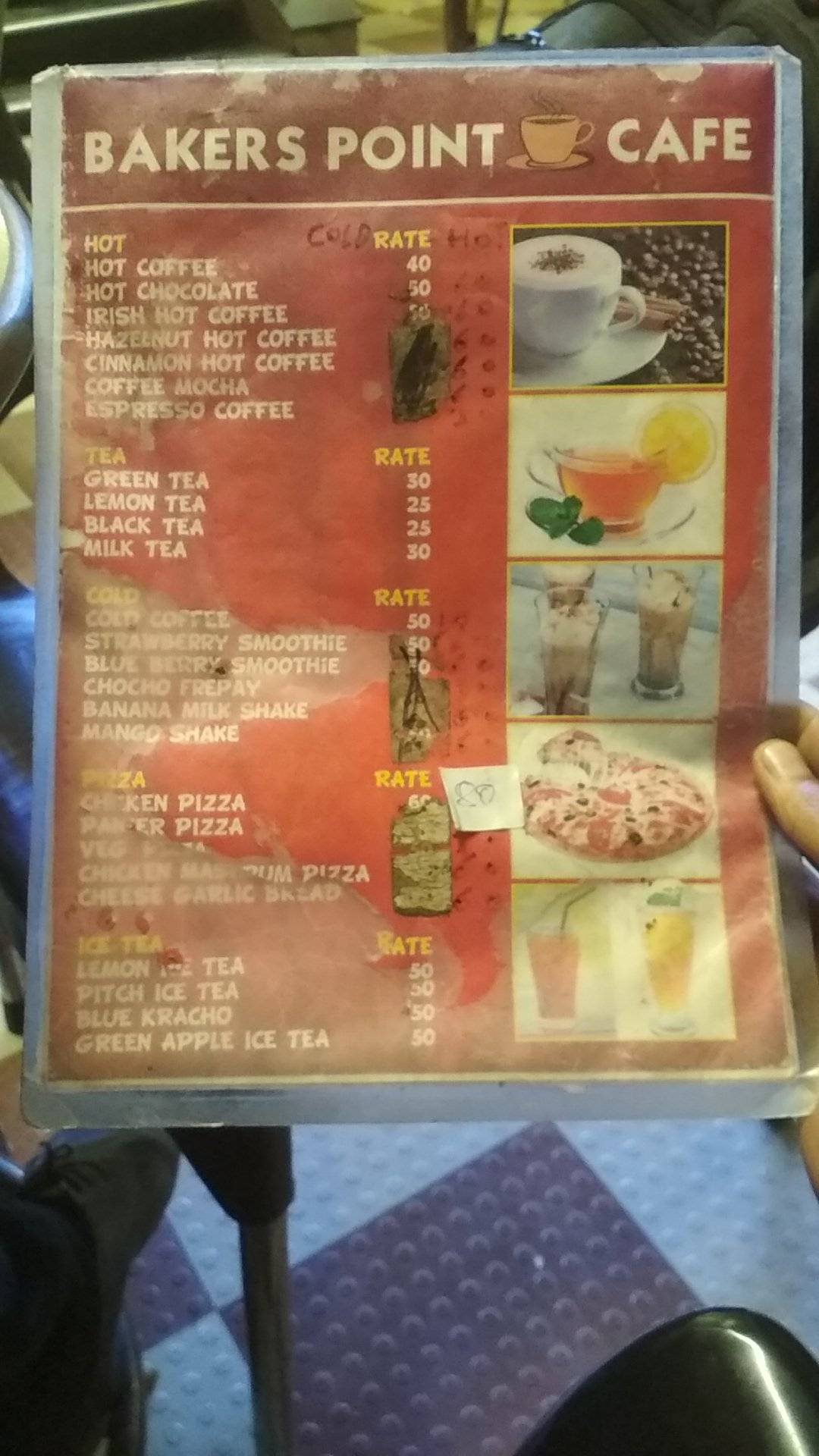 Baker's Point menu