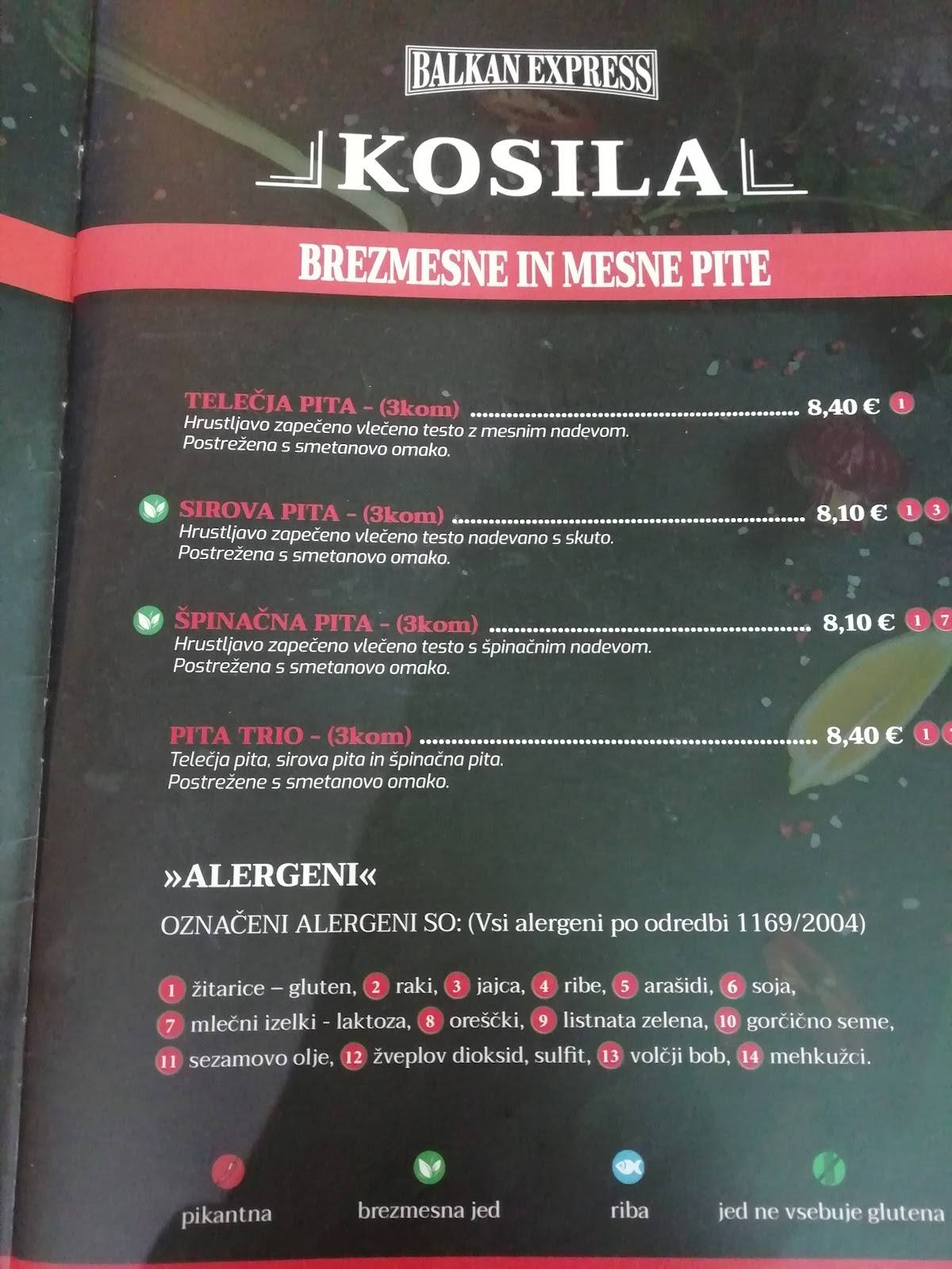 Menu di Balkan Express 