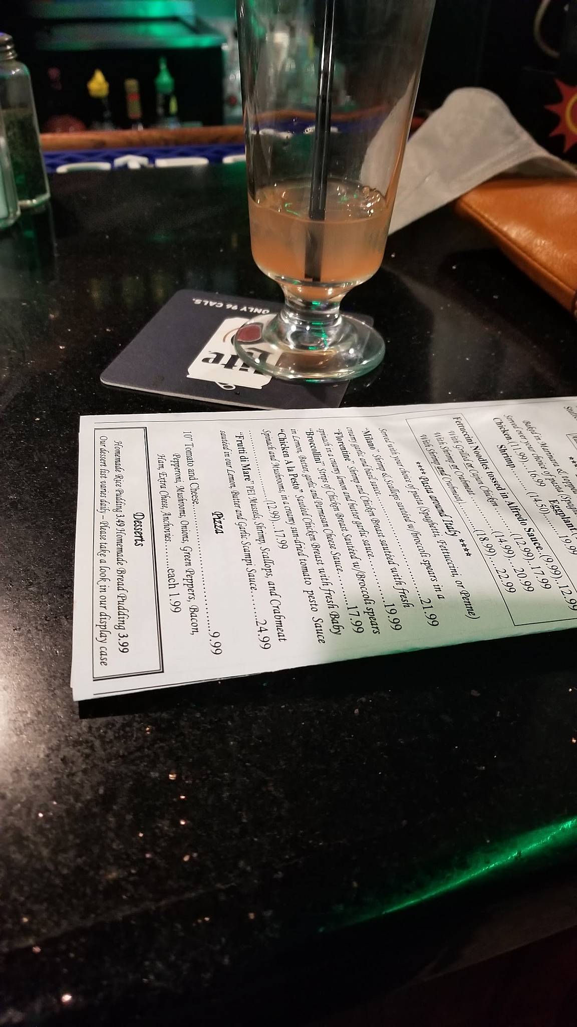 Menu at Hazelwood Inn restaurant, Baltimore