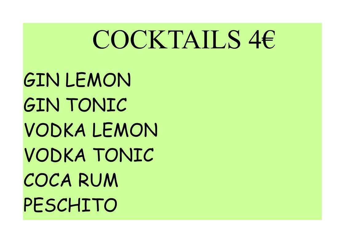 Menu di Bar Ambaradan Chupiteria 