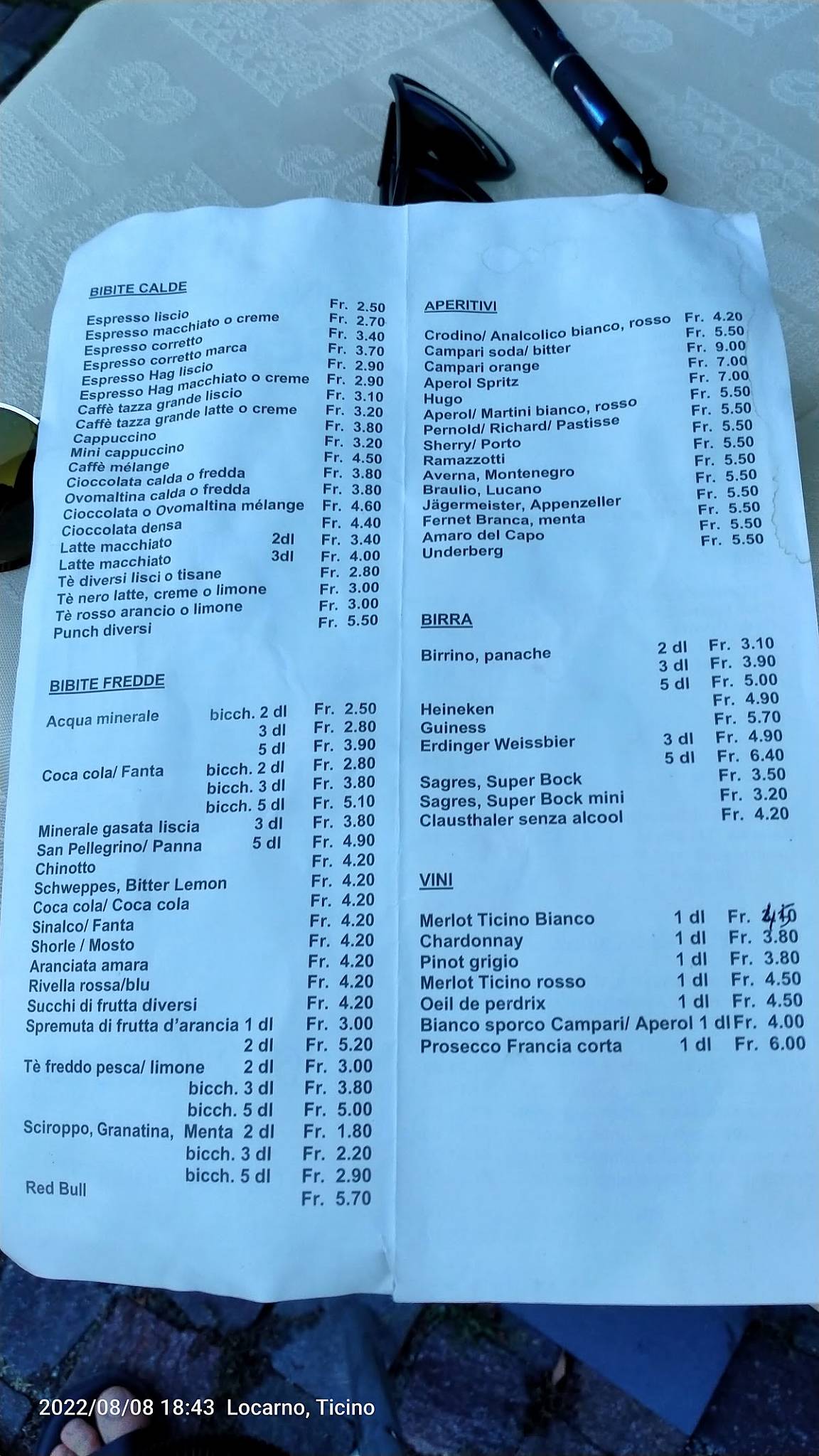 Menu di Bar Centro 
