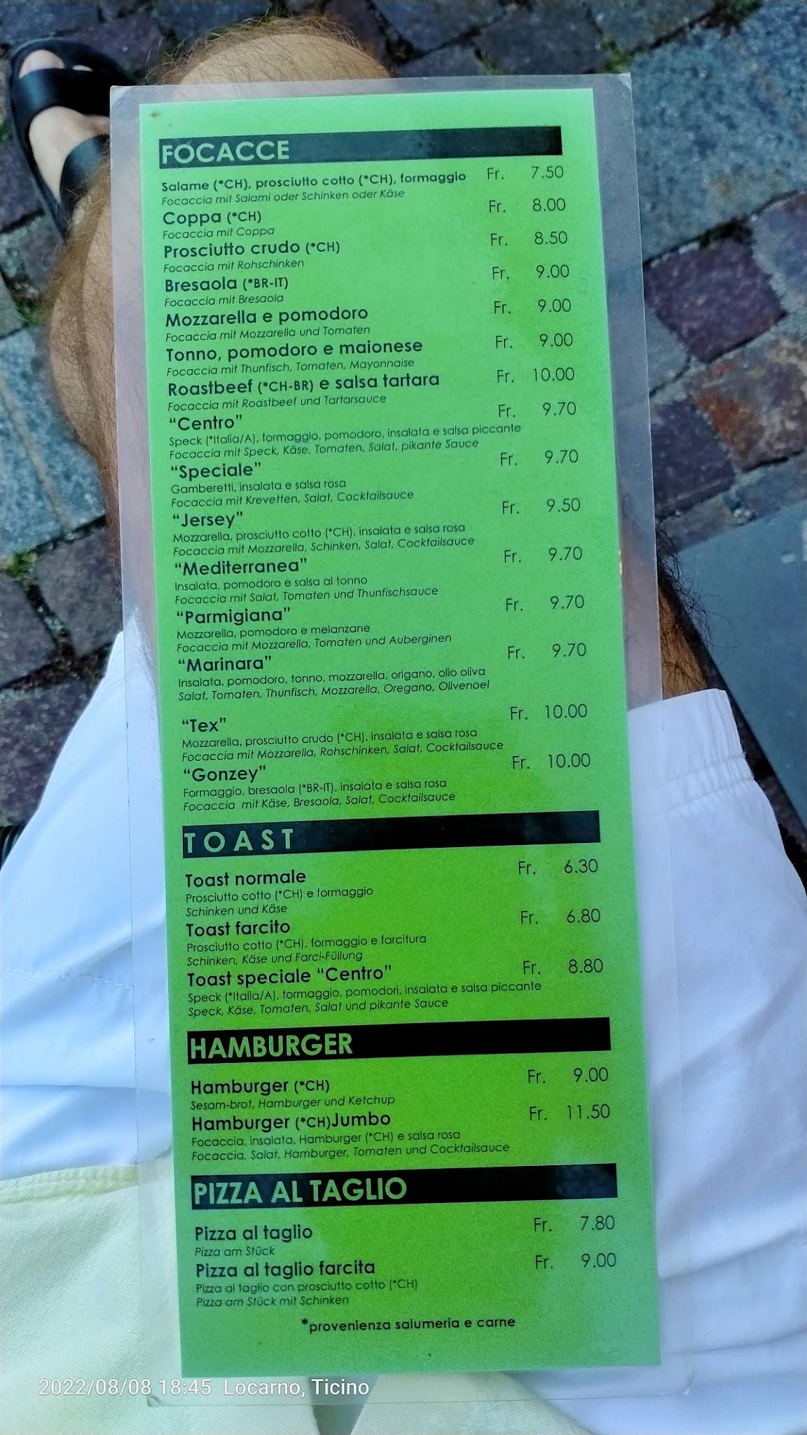 Menu di Bar Centro 
