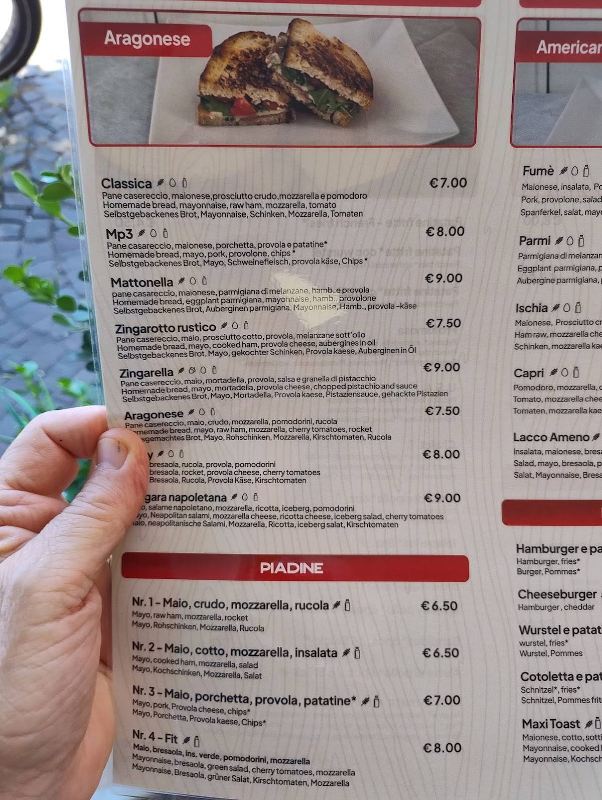 Menu di Bar Delle Rose 