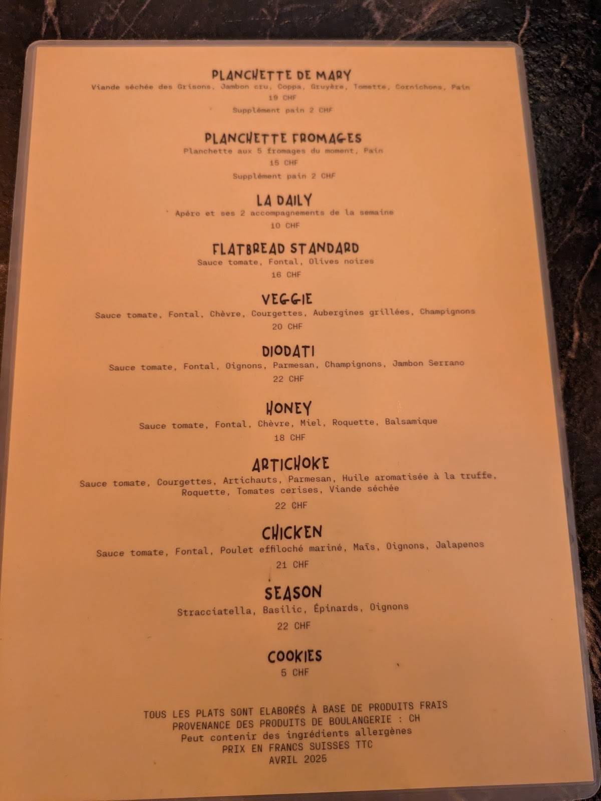 Menu di Bar L'Etabli 