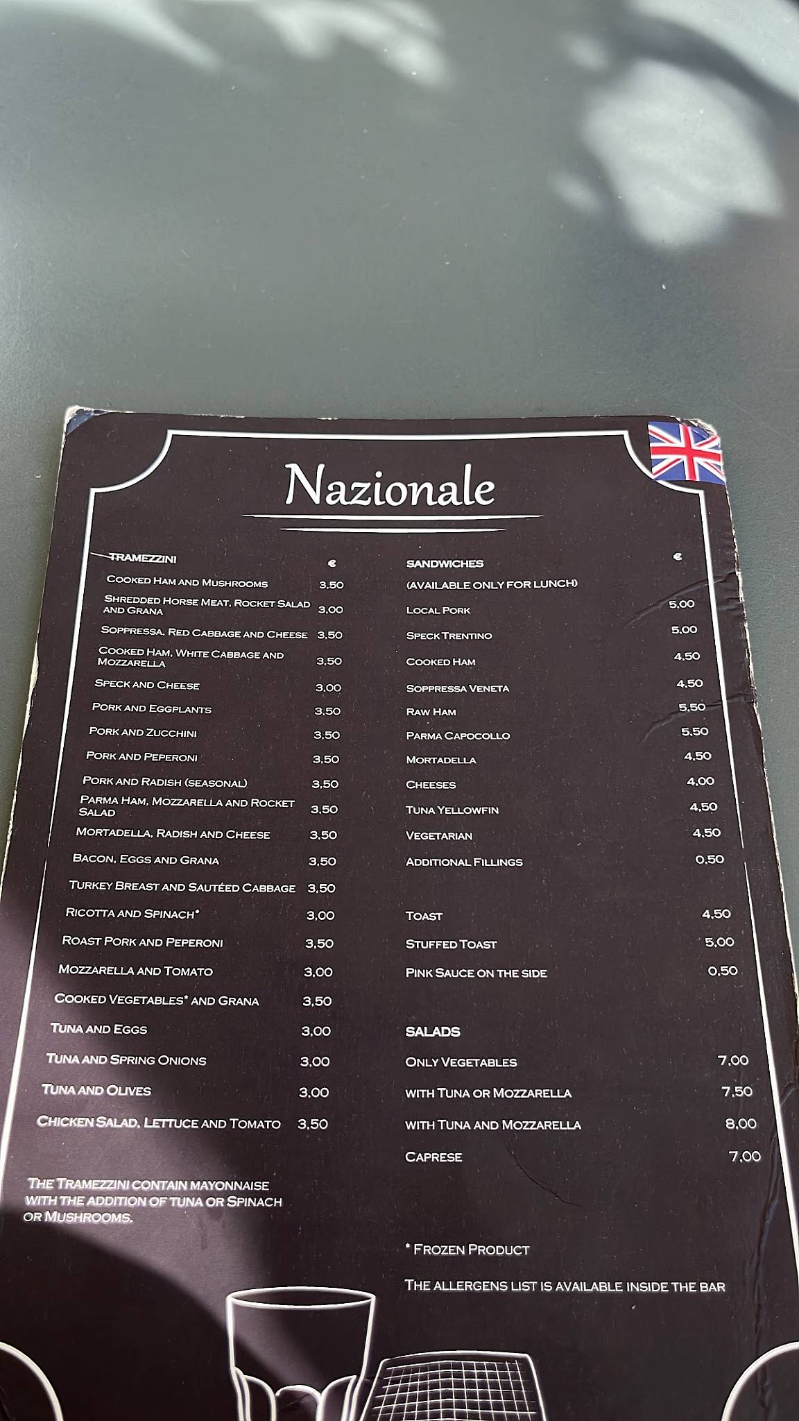 Menu di Bar Nazionale 