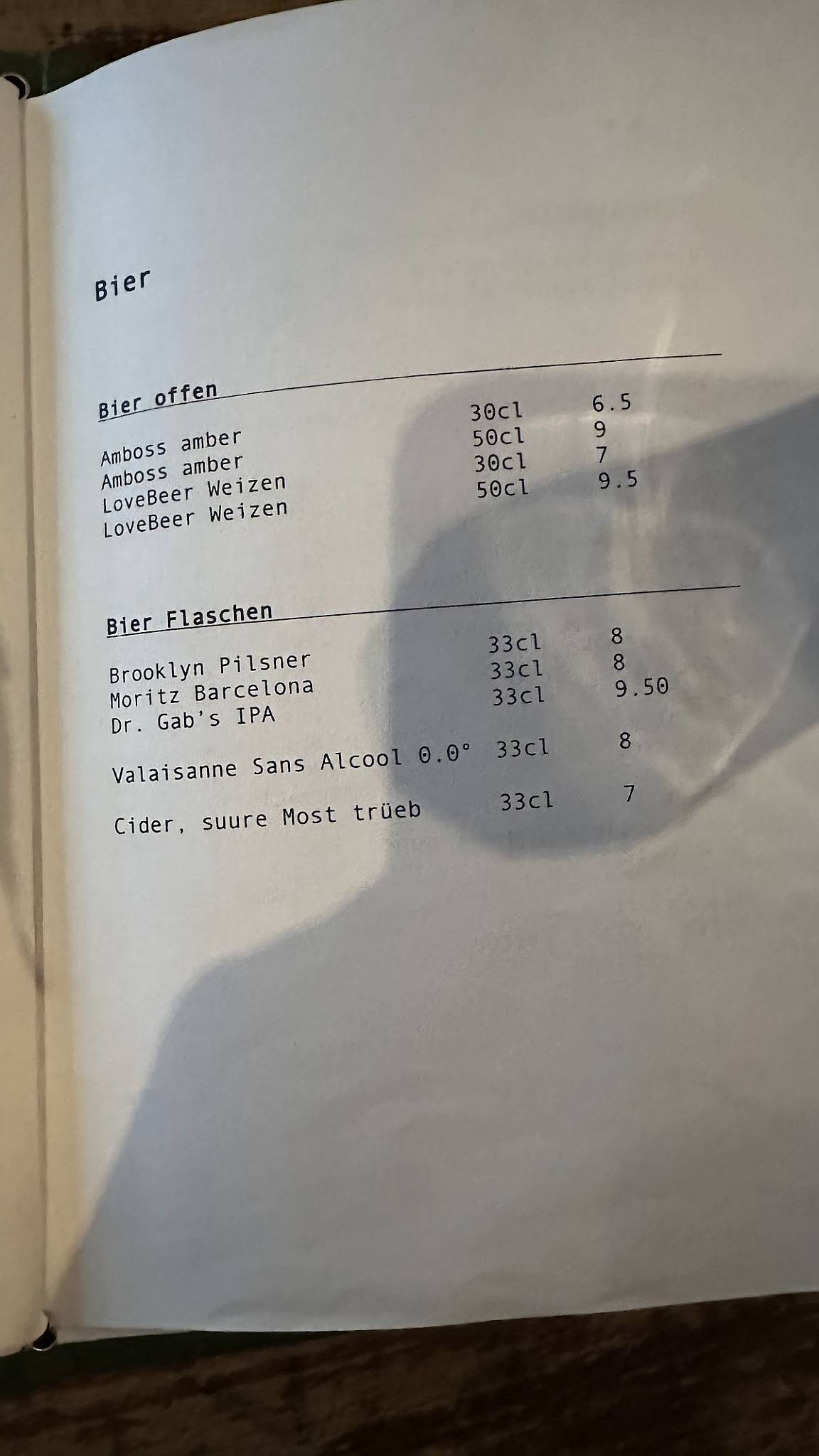Menu di BarMünster 