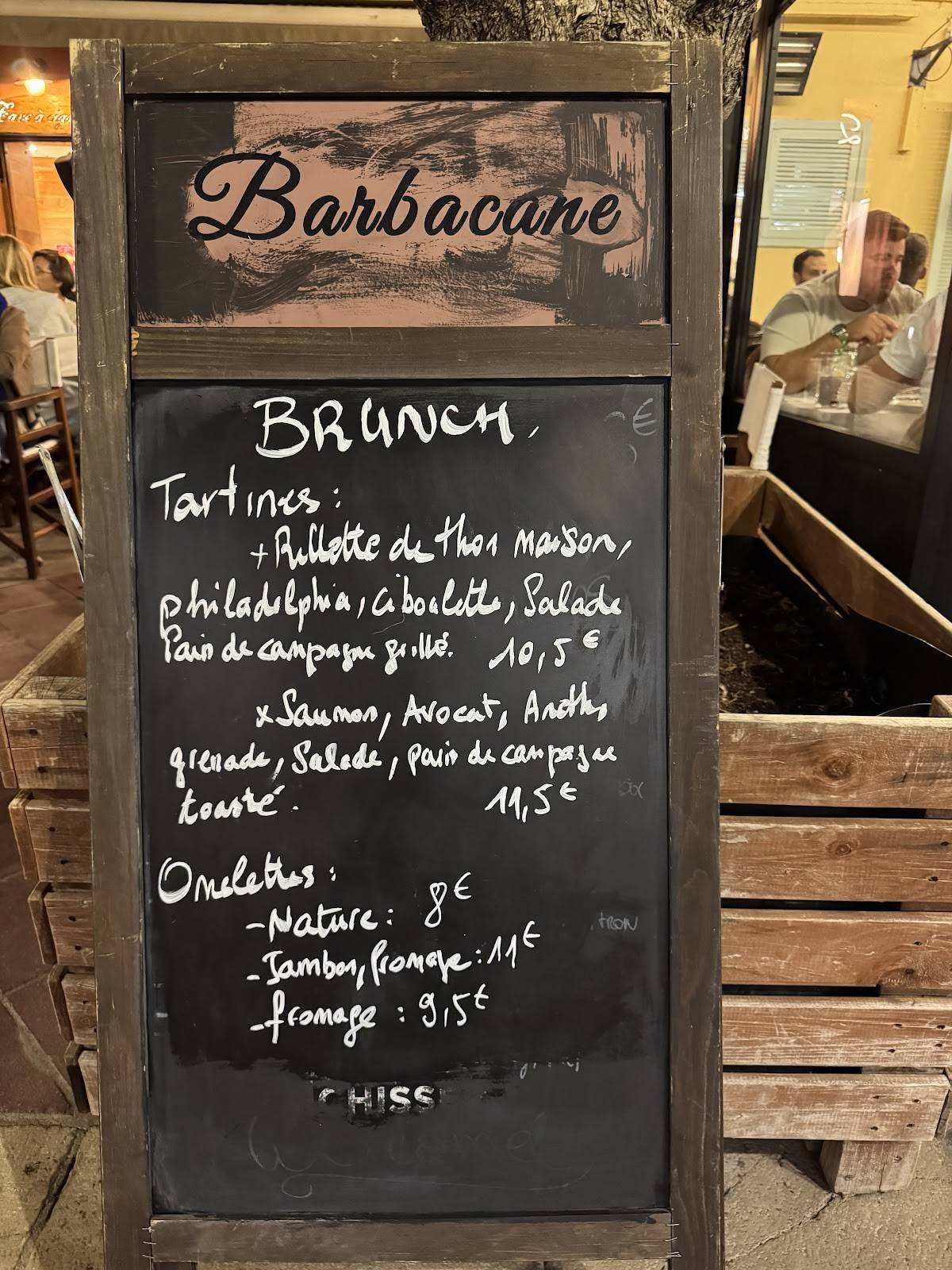 Menu de Barbacane Bar
