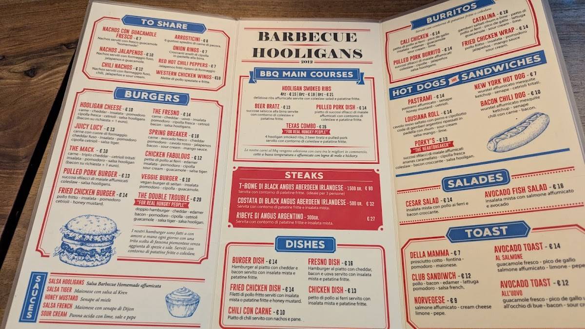 Menu di Barbecue Hooligans 