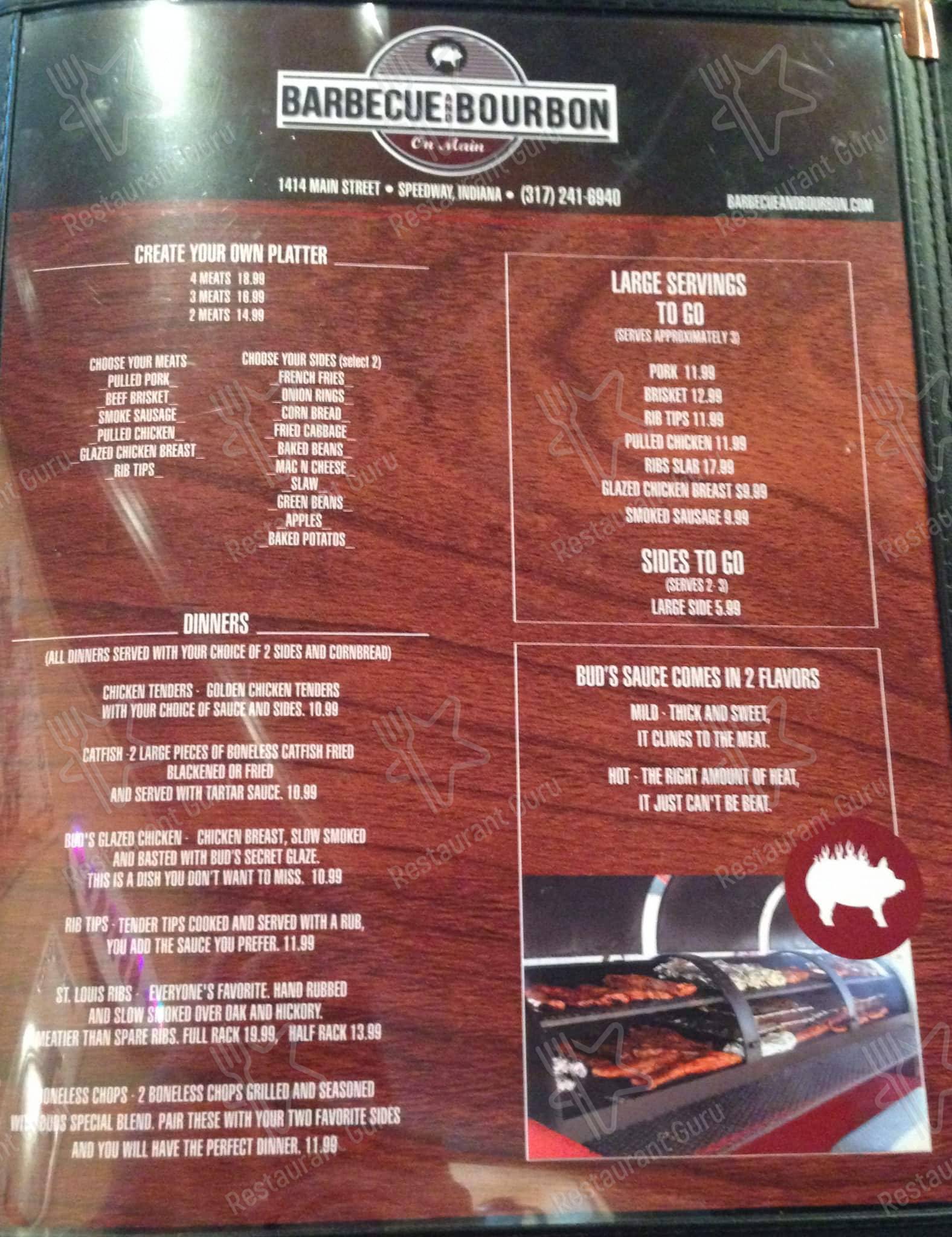 Barbecue and Bourbon menu