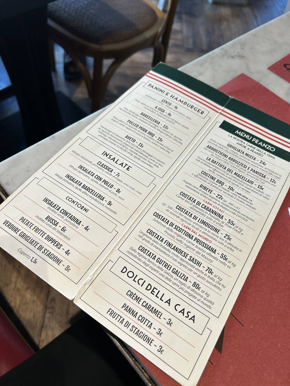 Menu di Barcelleria Chiavari 