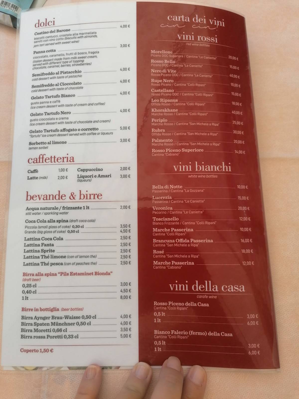 Menu di Barone Rosso Ristorante Pizzeria 