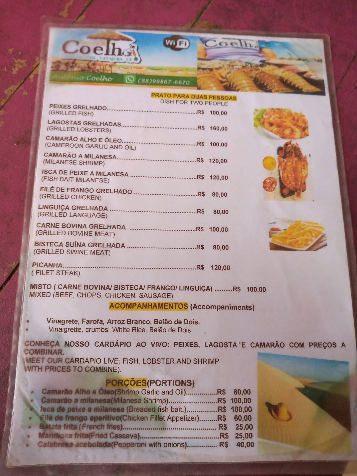 Barraca Tatajuba cardápio