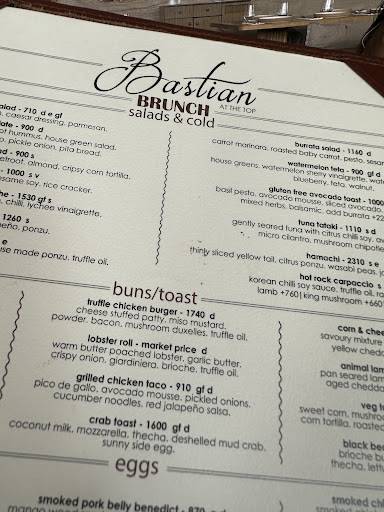 Bastian, Bandra menu