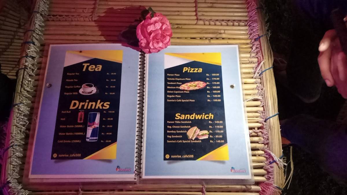 Sunrise cafe menu