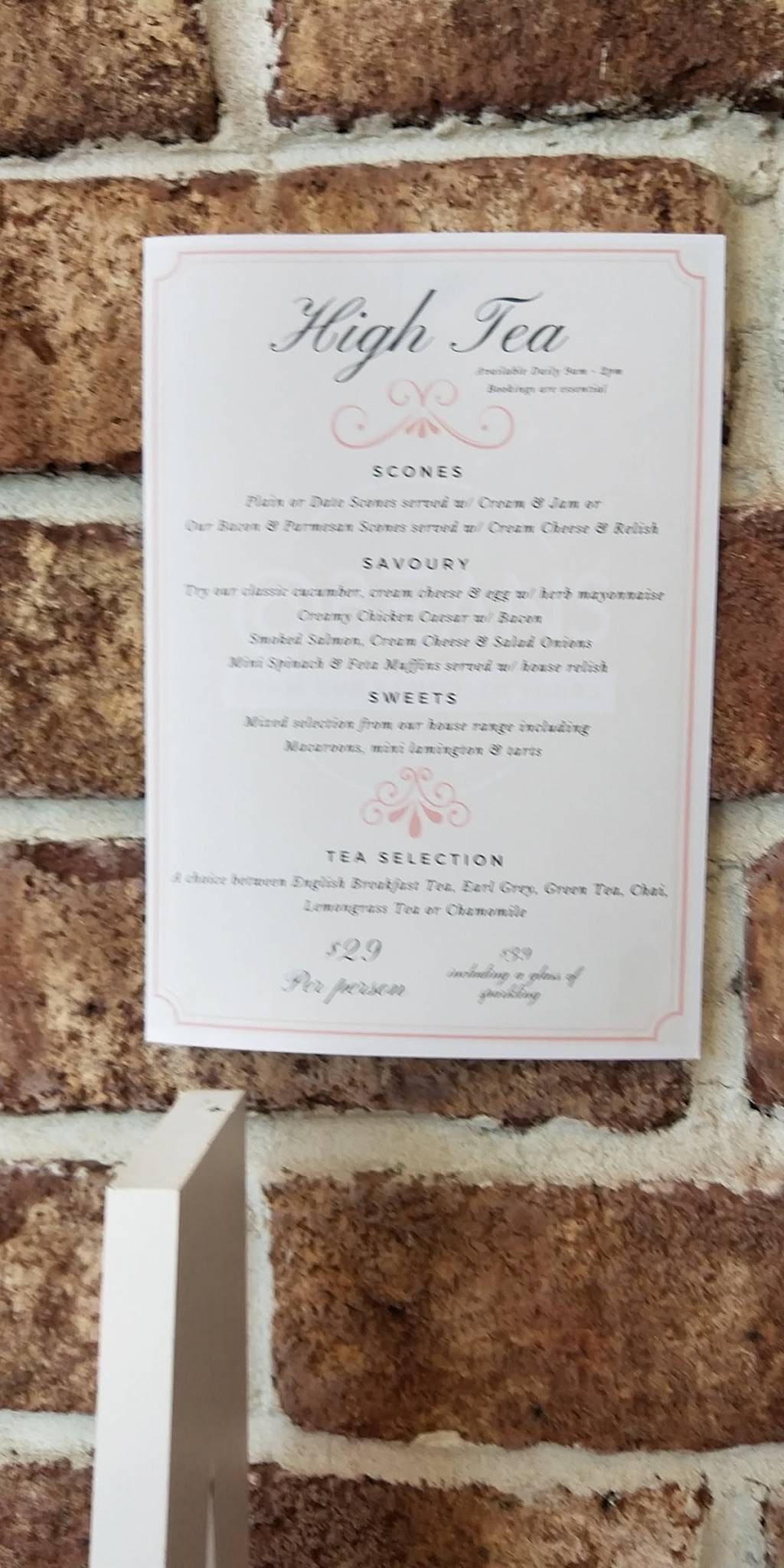 Menu at Beans cafe, Cannon Hill