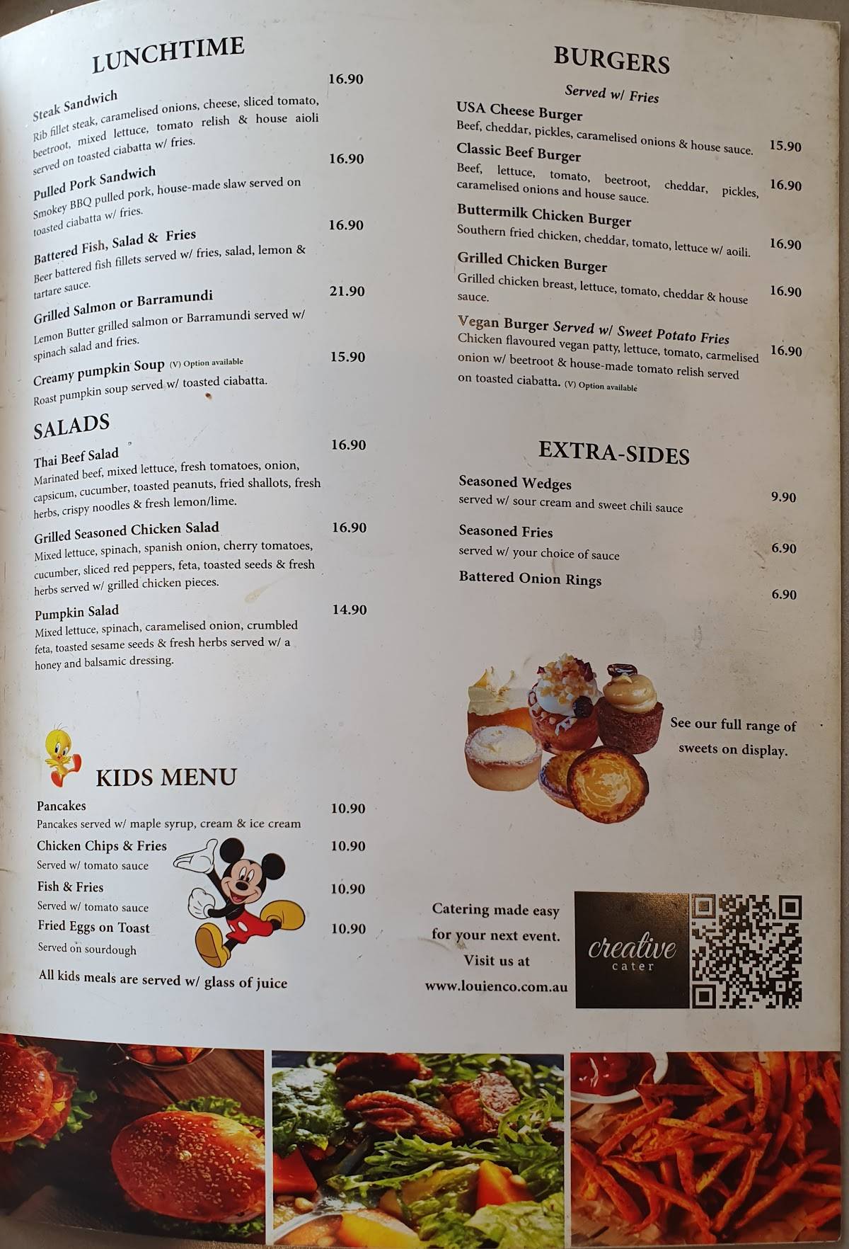 Menu at Beans cafe, Cannon Hill